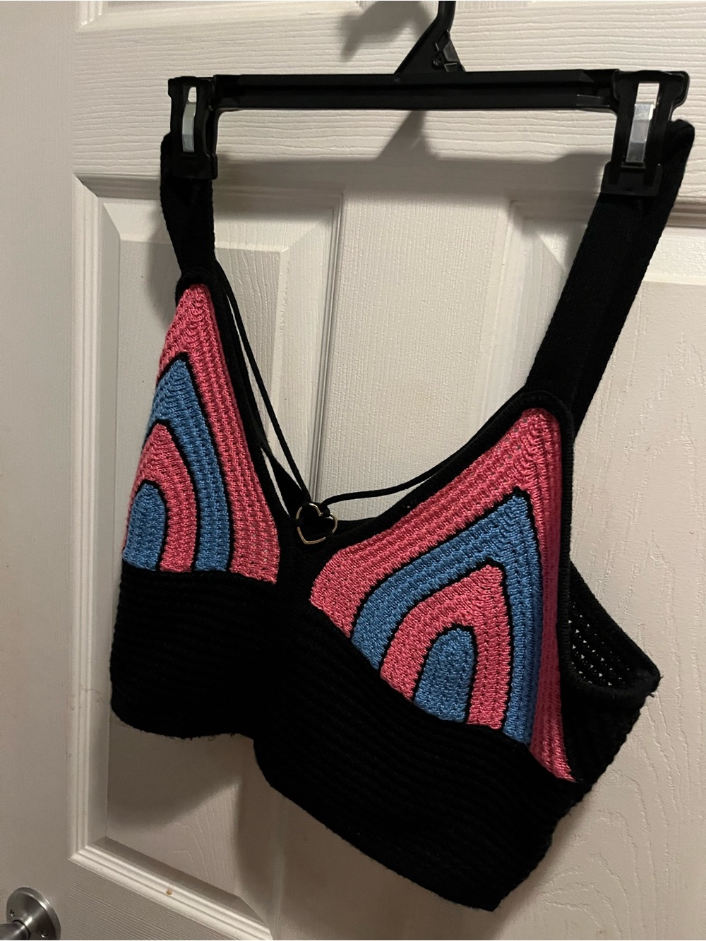 Women’s Crochet Tank Top with Pink & Blue Accents